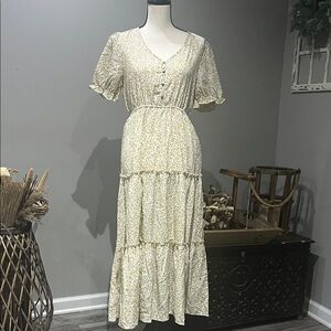 Hayden Cream Floral Midi Dress